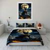Egyptian Cat Statue Under Moon Bedding Duvet Cover Set  (1*Duvet Cover 2*Pillowcases, without duvet insert)