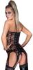 Noir - Sexy Corset with 6 Suspender Straps and Mesh Inserts XL