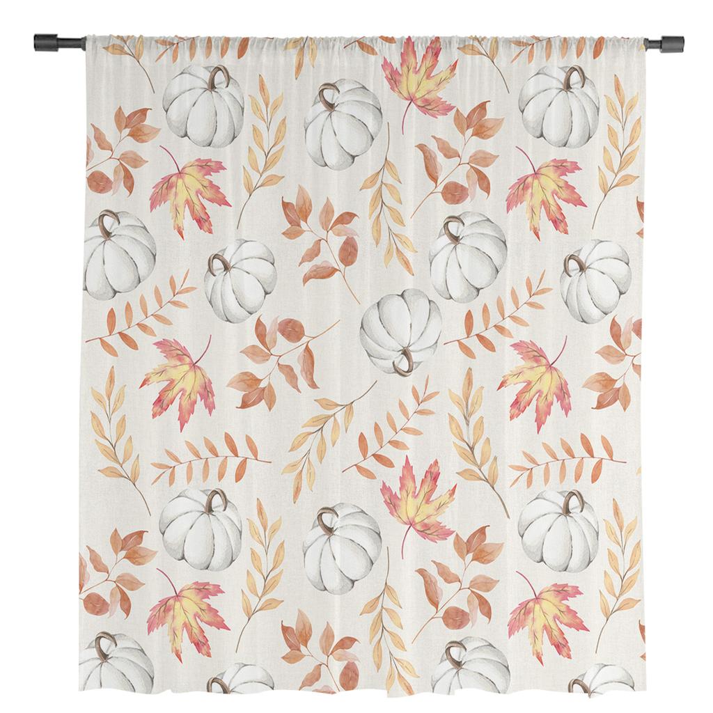 Herbst Ahornblätter Kürbis Sheer Voile Fenstervorhänge Tüllvorhänge Wohnzimmer Balkon Dekoration Vorhänge