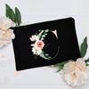 Borsa per il trucco floreale con alfabeto, damigella d'onore, damigella d'onore, festa, matrimonio, addio al nubilato, regalo, in tela, con cerniera, per cosmetici