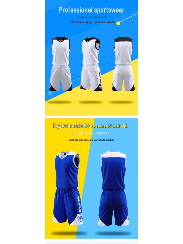 Men's Summer New Style Breathable Basketball Suit with Logo and Color Print