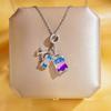 Womens Light Luxury Rainbow Drip Oil Airplane Travel Pendant Clavicle Necklace