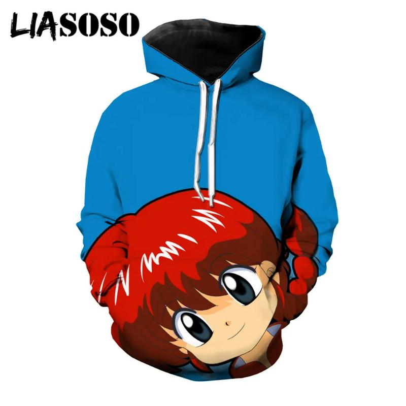 LIASOSO 3D Druck Anime Ranma 1/2 Kawaii Tendou Akane Hoodies Damen Herren Pullover Streetwear Harajuku Fitness Casual Oberteil Kleidung
