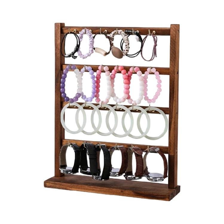 Sophisticated Wooden Jewelry HolderOrganizer For Exhibiting Earrings Necklaces And Keychains In Stores Or Homes