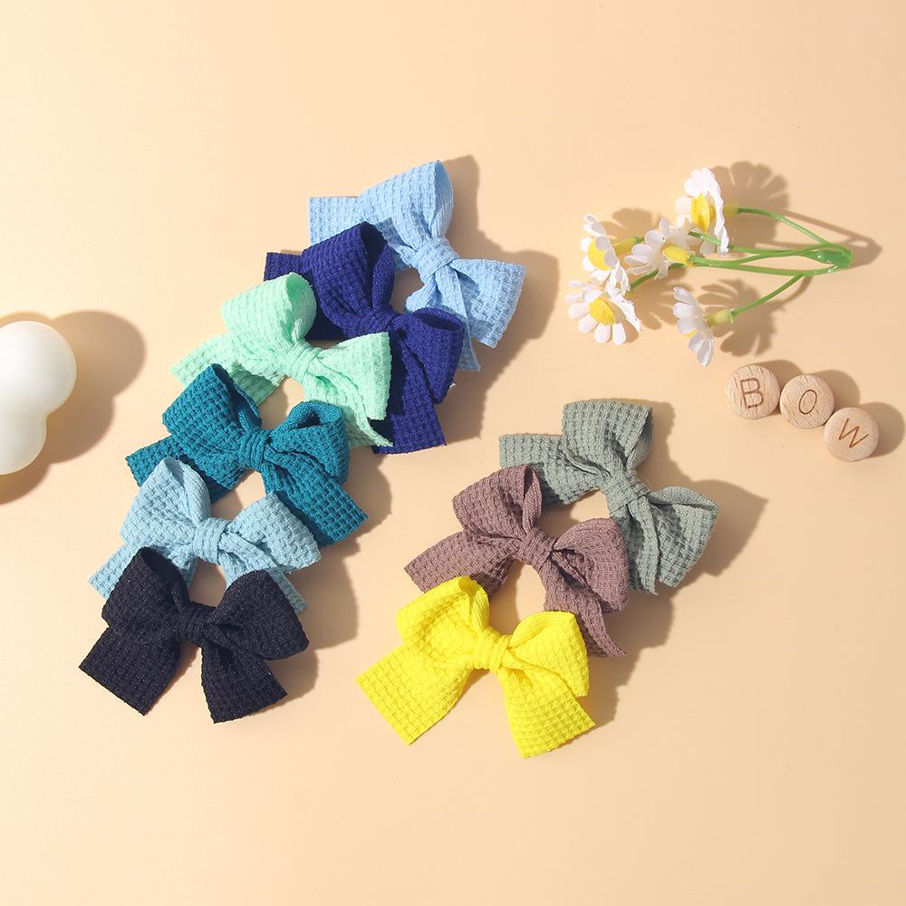 Popular Handmade Fabric Bow Hair Clips for Girls - Macaron Duckbill Style