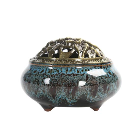 Vintage Ceramic Incense Burner Holder Meditation Buddhist Zen Censer Home Decor