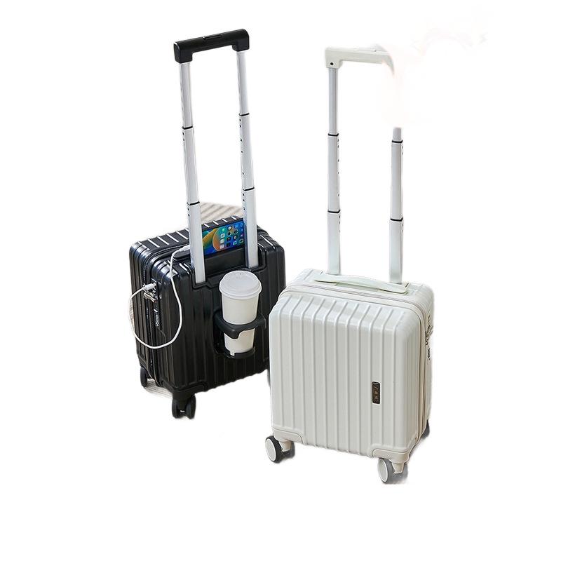 14" Silent Wheel Carry-On Luggage with USB Charger & Cup Holder
