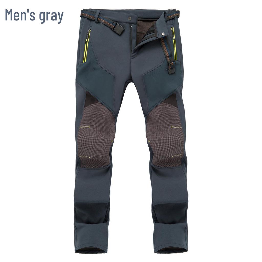 Men's and Women's Plus Size Slim Fit Fleece-Lined Waterproof Windproof Winter Mountaineering Pants