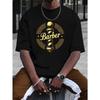 Europese maten Mannen Barbierpaal T-shirt - Barbierpaal & Barbierpaal Print Korte Mouw Ronde Hals, Licht Elastisch Casual Shirt