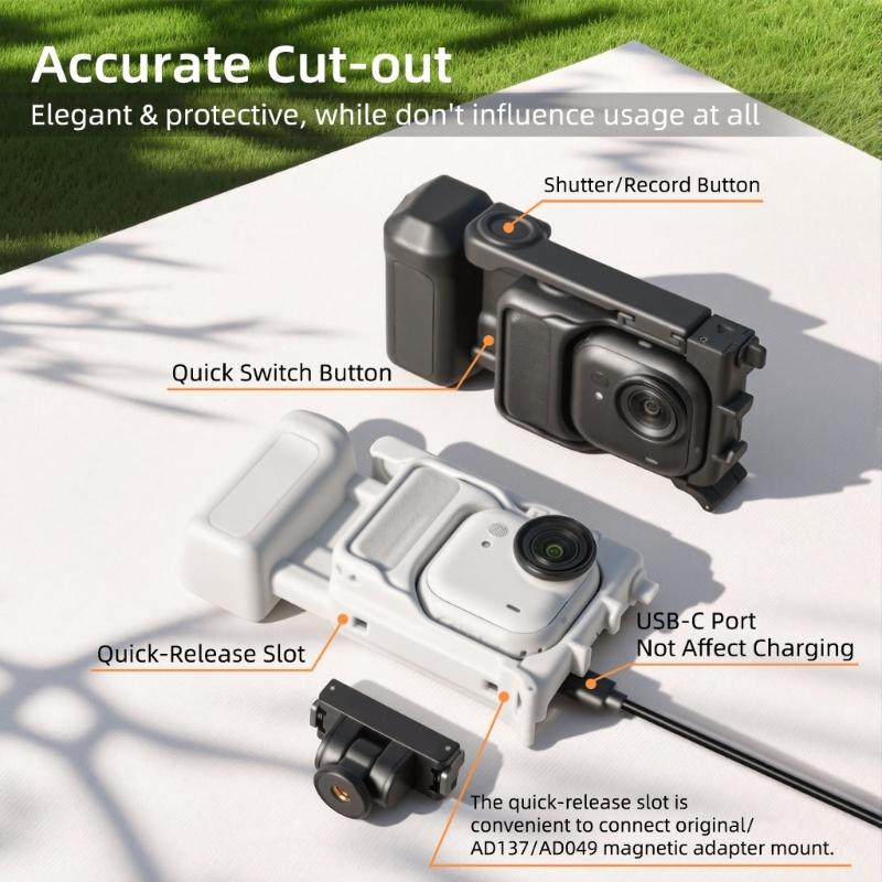 Ergonomic Hand Grip Protective Cage For GO Ultra Camera Handle Cold Shoe Mount for Outdoor Activity Travel Shoot