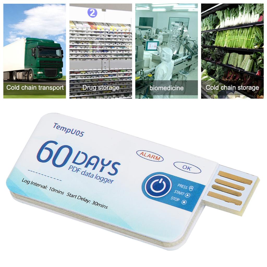 USB PDF Report Temperature Data Logger TempU05 Single Use Temperature Data Logger Disposable USB Temperature Recorder PDF Report