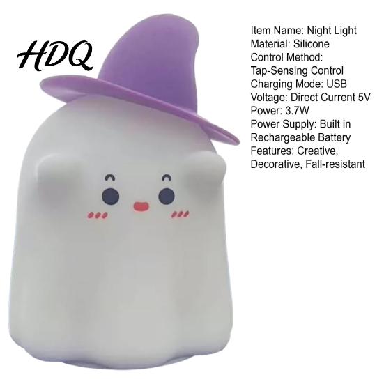 Soft Silicone Bedside Lamp Magician Ghost Night Light with Tap Sensing Control Rechargeable LED for Non-glaring Warm Bedroom Kids Room Decor,