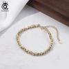 ORSA JEWELS Real 925 Sterling Silver Bead Chain Bracelet For Women Jewelry Gift 4MM Beads Bracelet Chain Accessories GAB01