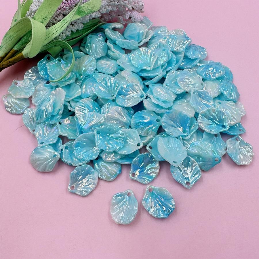 Home Party Supplies Handgefertigtes Material, 150 Stück zur Schmuckherstellung, Acryl mit Löchern, 16 x 18 mm, AB, bunte modische Kohlblatt-Blütenblatt-Perlen