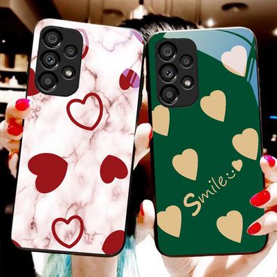 Mnoho černých srdcí pro Samsung Galaxy S10 20 Plus 21 FE 22 23 24 FE 25 Ultra Černý Tvrzené sklo Ochranný kryt na telefon Pevný