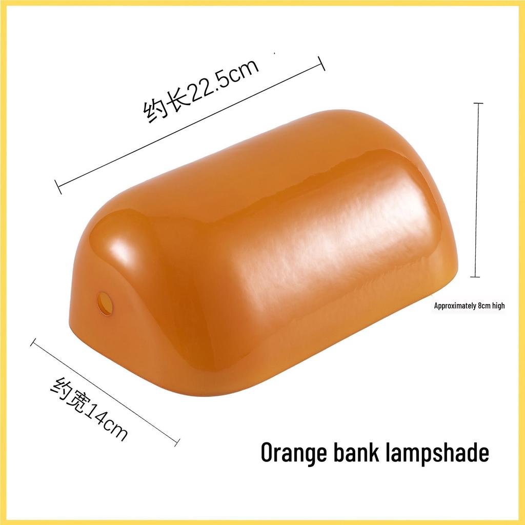 Retro Bank Desk Lamp with Jade, White, Orange, and Black Hand-Blown Glass Lampshade