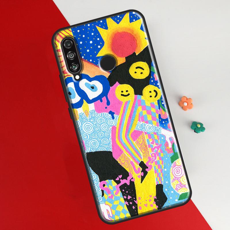 Indie Hippie Art Cover För Huawei P30 Pro P50 P20 P40 Lite P Smart 2021 Nova 5T Fodral For Honor 50 8X 10i