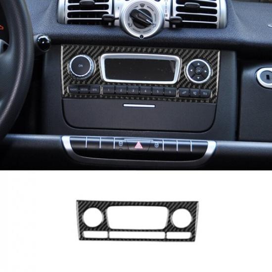 Black Multimedia Button Panel Carbon Fiber Sticker For Benz Smart Fortwo 2011-15