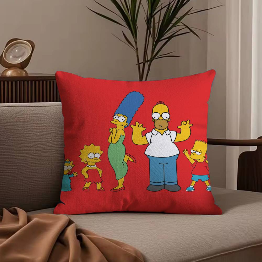 Cartoon The S-Simpsons Pillow Case Anti-dustmite Pillowcase Invisible Zipper Silky Short Plush Sofa Cushion Cover
