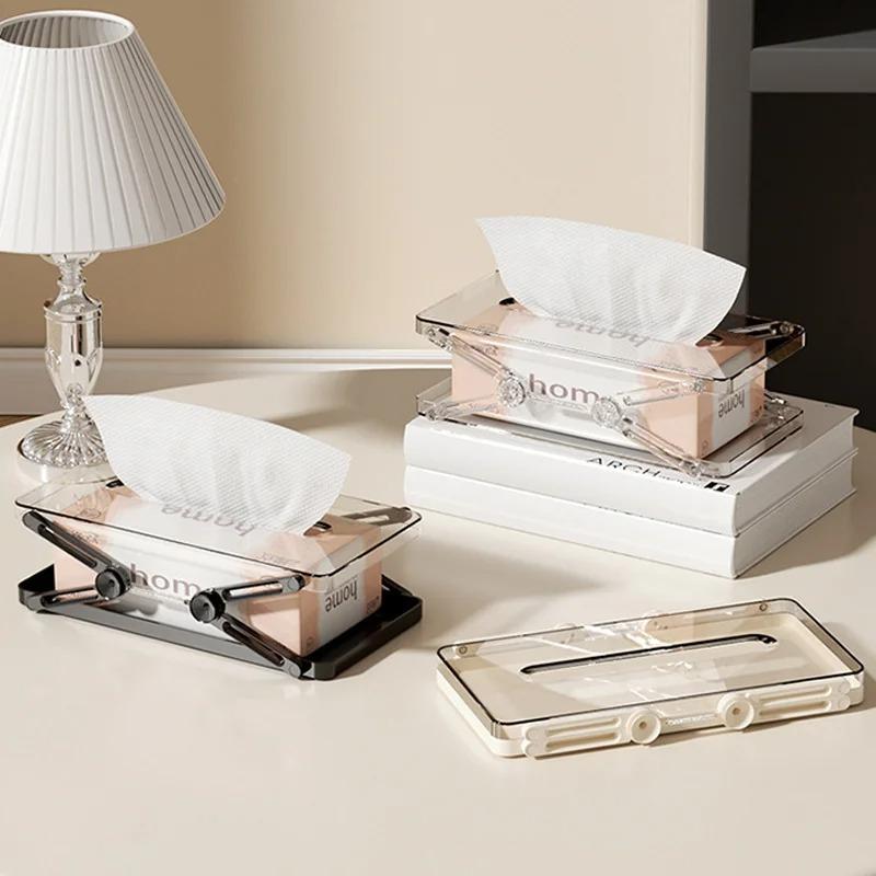 Lifting Tissue Box Foldable Paper Storage Box Creative Spring Paper Box Living Room Bedroom Restaurant Household Small Tool