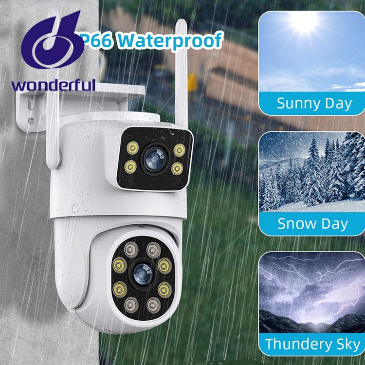Tuya Smart Waterproof Dual-Lens Camera with Night Vision & Bluetooth Pairing.