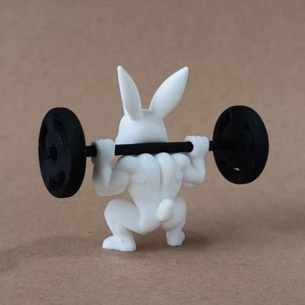 Collectors Cute Easter Fitness Rabbit Funny Plastic Small Rabbit Ornament Realistic Handmade Bunny Figurine Bookshelf Display