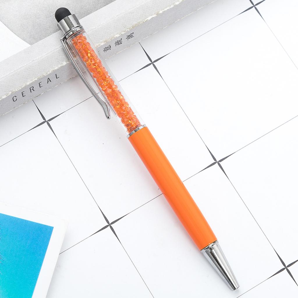 100Pcs/Lot 2 In 1 Crystal Metal Ballpoint Pen Fashion Creative With Stylus Touch Pen Free Custom Logo Name Website Address