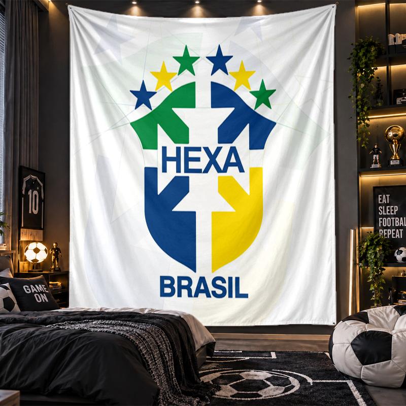 Wandbehang Tapisserie Brasilien Fußball Druck Stoff für Wohnzimmer Schlafzimmer Heimdekoration
