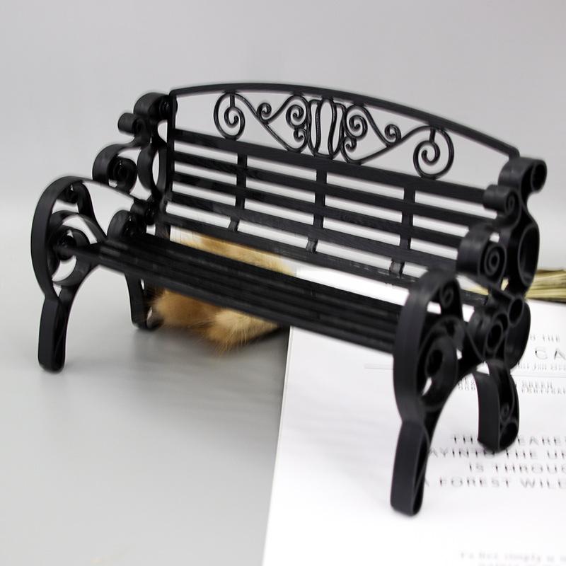Miniature Bench Models 8.66In Dollhouse Furniture Park Bench Ornaments Lightweight European Style Fairy Garden Decoration 1pc чёрный