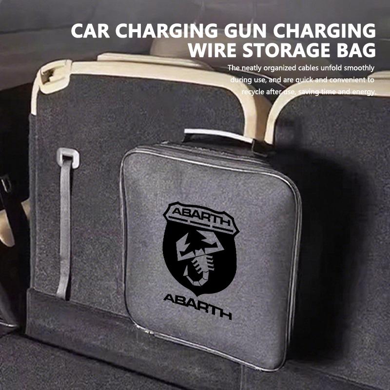 Oxford Cloth Car Charge Cable Case Organiser Waterproof Charging Gun Storage Bag For Abarth FIAT 500 FR Stilo Doblo Tipo Lancia