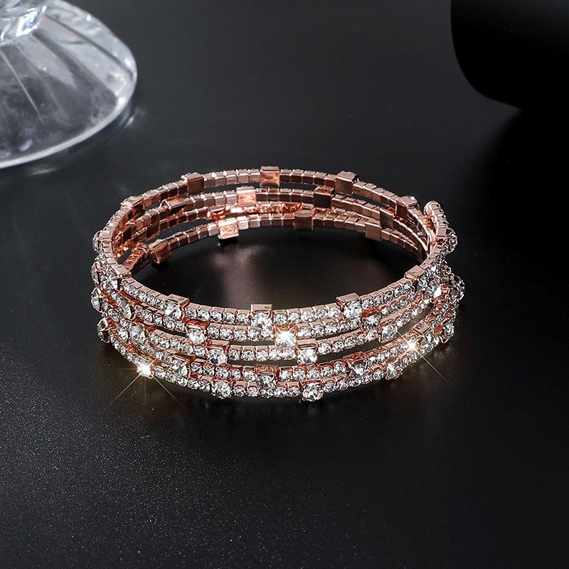 Bride full diamond multi-layer elastic bracelet multi-row cross opening winding bracelet claw diamond bracelet