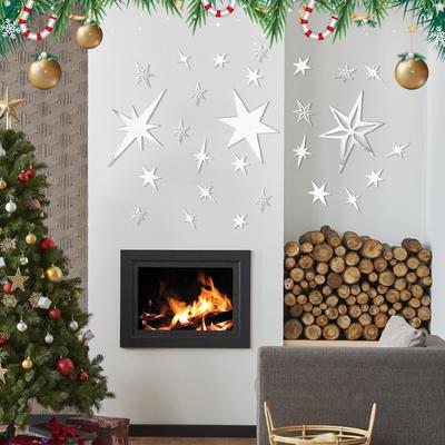 Star Wall Decor 2D Acrylic 78 Pieces Removable Ornament Wall Decor Stickers For Ceiling Bedroom Study Room Living Room Christmas