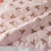 Light Yellow Pink Plaid Quilted Bear Print Cotton Vest Jacket