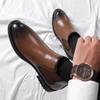 Fashion Fashion Chelsea Men’s Ankle Boots Thick Soled Leather British Style Street Style Platform Chelsea Boots Slip On Motocross Boots