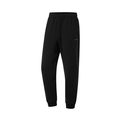 Li Ning Comfortable Versatile Mid-Waist Loose Straight Leg Fleece Lined Knitted Sports Pants Unisex Bottoms Black AKLUA57-1
