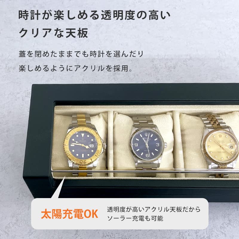 IGIMI W638 Luxury Watch Wooden Holds 4 with Green PU Officially Model IG04020408001 IG-ZERO Box, Case, Watches, Window, Leather, Imported,