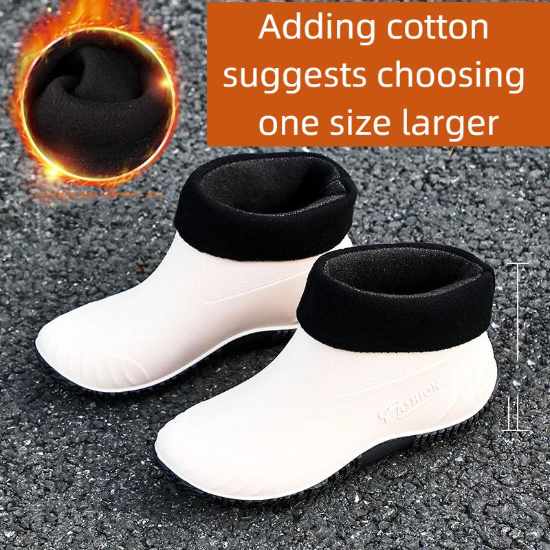 Damen Modetrend Rutschfest Und Wasserdicht Kurzer Schaft Warm Und Flauschig Baumwollbezug Regenschuhe Gummischuhe