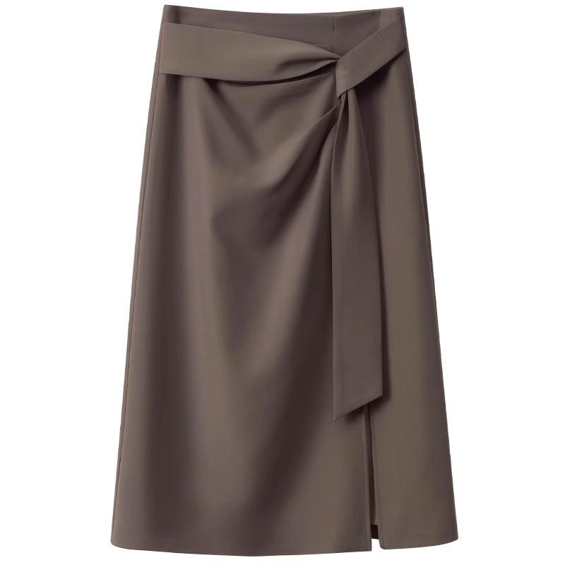 Elegant & Versatile Irregular Slit Midi Skirt for Women - Spring/Summer 2025