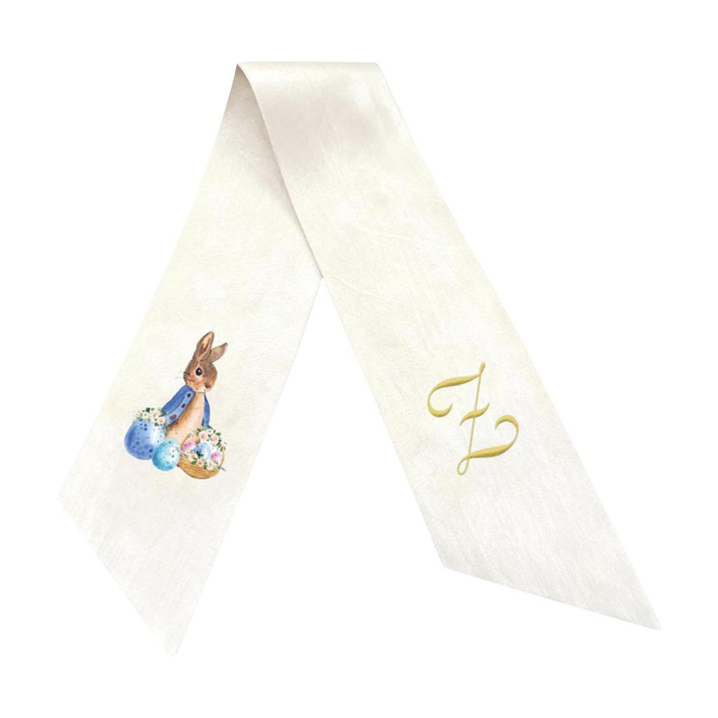 Easter Wreath Bow Custom Embroidered Monogram Spring Bunny Wreath Sash For Front Door Hand Tailored Easter Decorations Spring Bows For Wreaths