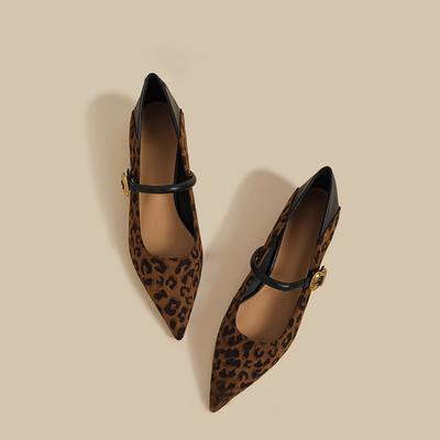 Streetstyle Leopard Damen Mary Jane Schuhe Damen Prägnante Pumps mit spitzer Zehenpartie Frühling Herbst Damen Pendlerschuhe