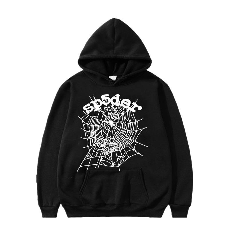 Web-script Herren Hoodie Klassischer Kapuzenpullover, Spinnennetz & Gebogene Buchstaben Grafik auf der Brust, Gemütliches Fleece-Sweatshirt für Sport Outdoor Freizeit Outfits