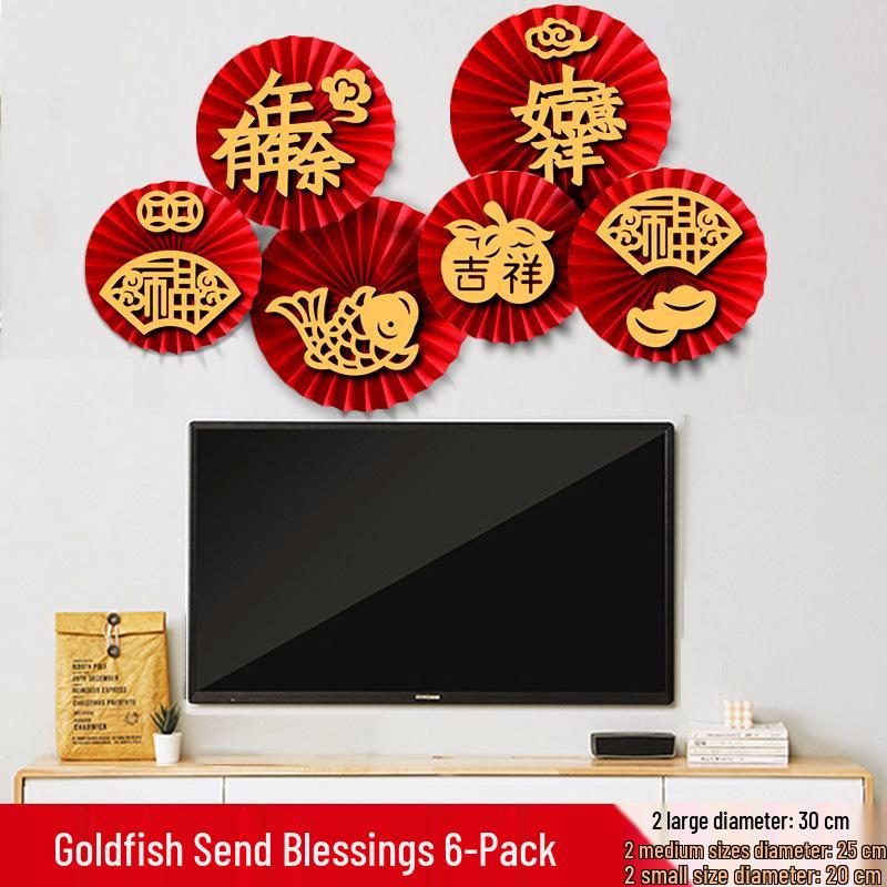 New Year Spring Festival Paper Fan Flower Decorations for Store and Home