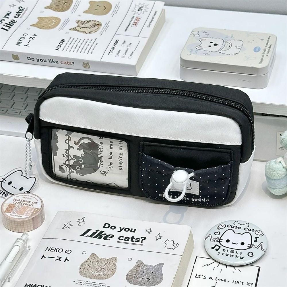 Polka Dot Pen Bag Black White Stationery Bag INS Pencil Case Back To School
