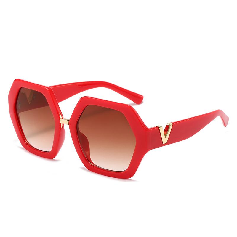 New Thick Frame Fashion Sunglasses Leopard Print Women'S Metal V Frame Sunglasses Women'S