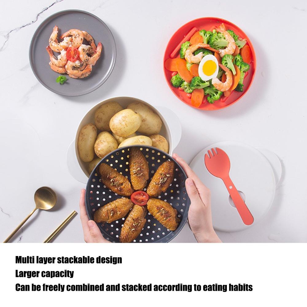 2L Capacity Microwave Steaming Container Multi Layer Microwave Food Container Home Cooking
