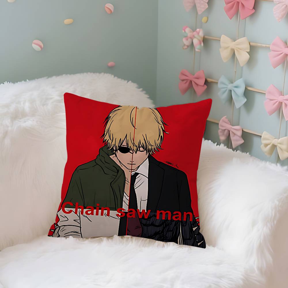 Chainsaw Man I Wanna Feel Some Tits Case Plush Fabric Soft Pillowcase Double Sided Print Cushion Cover Household Gifts