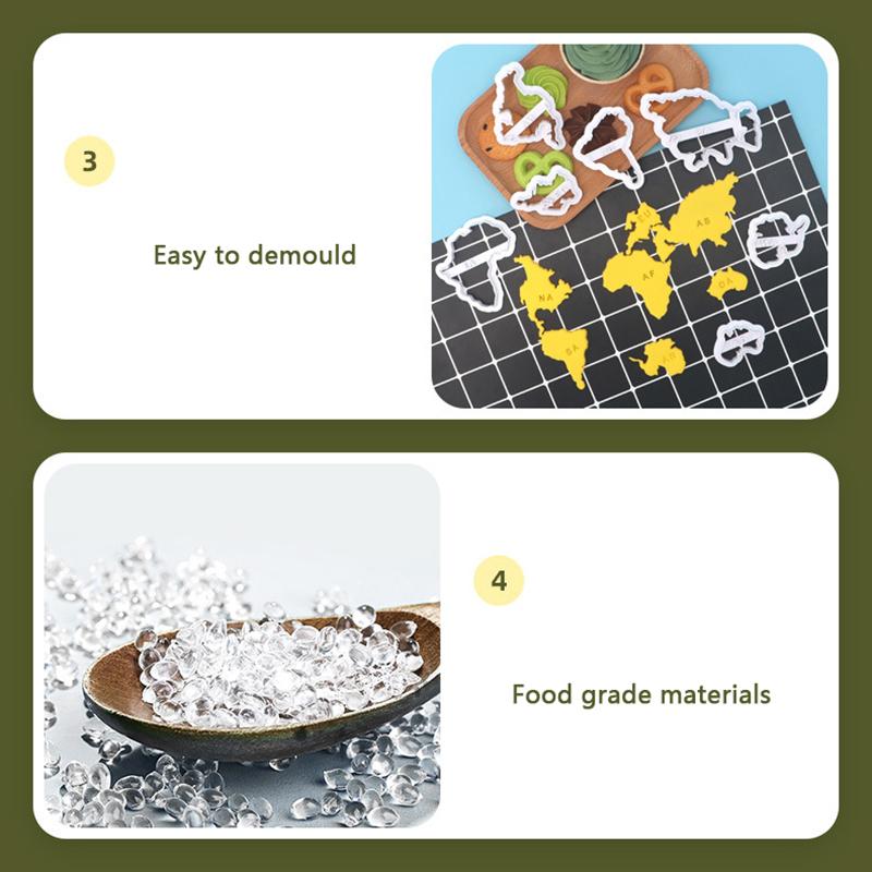 Sedm kontinentů Tvar Vykrajovátka na sušenky 3D Plastová Mapa světa Forma na sušenky Razítko na sušenky DIY Fondánová forma na dort Pečicí nástroj na cukroví