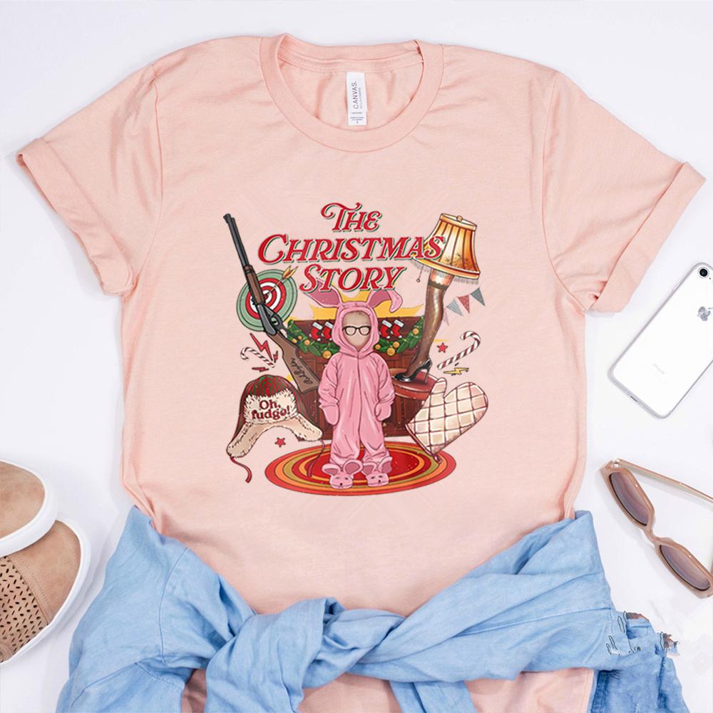Funny Christmas Movie Tshirt Leg Lamp Christmas Shirt The Christmas Story Tshirt Unisex Women Xmas Printed Short Sleeves Tops