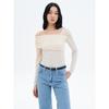 Shoulder Shirred T-Shirt Ivory