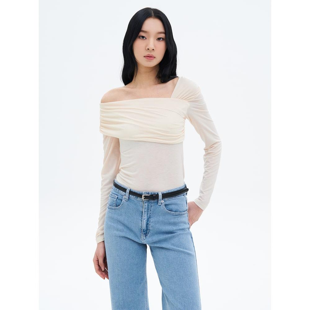 8Seconds Shoulder Shirred T-Shirt Ivory Ivory/S